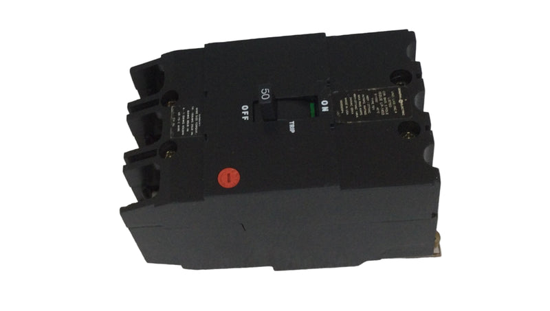 General Electric TEY350 50 Amp 3 Pole 277/480V Circuit Breaker - Sticker Face