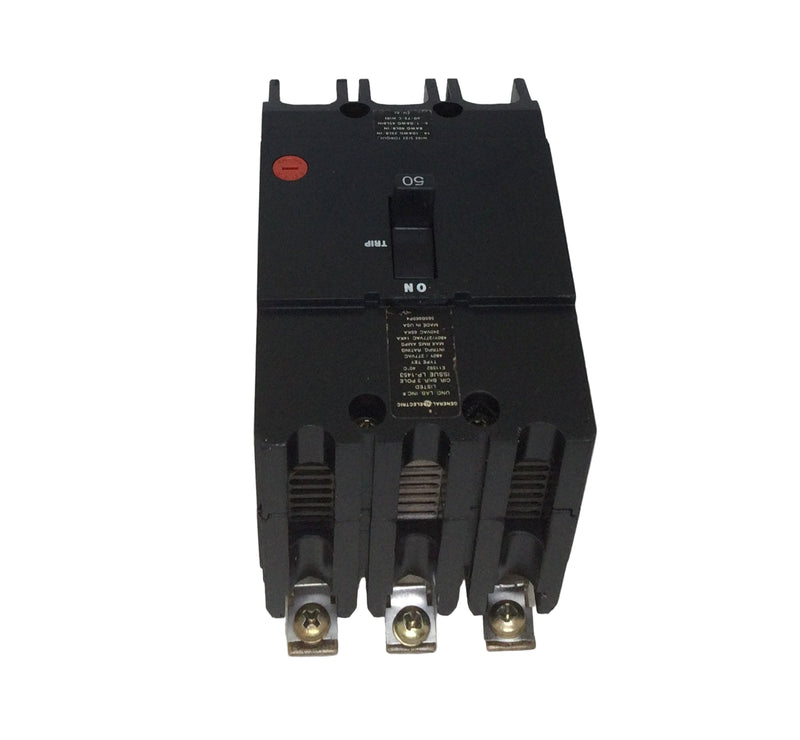 General Electric TEY350 50 Amp 3 Pole 277/480V Circuit Breaker - Sticker Face