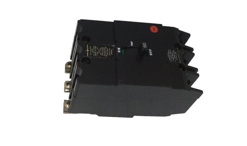 General Electric TEY350 50 Amp 3 Pole 277/480V Circuit Breaker - Sticker Face
