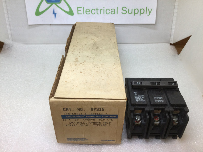 Murray/Crouse Hinds MP315 3 Pole 15 Amp 240v Type MP-T Circuit Breaker