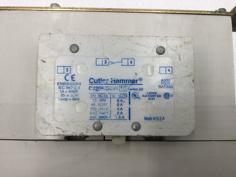 Cutler Hammer CN35KN3 Enclosed 3 Pole Lighting Contactor 100 Amp 120v Nema 1 w/auxilary C320KGS31