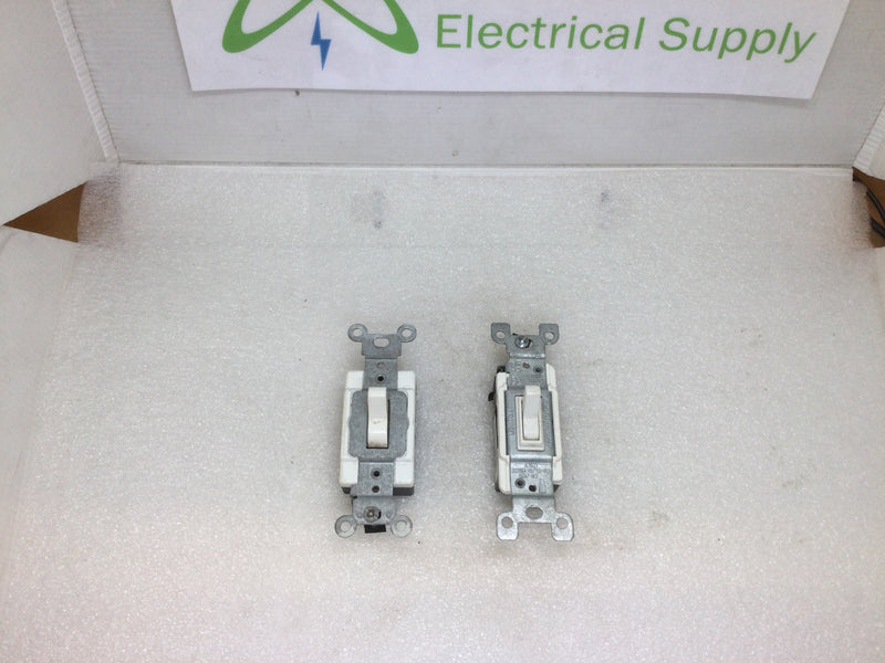 Leviton 1453-2W Single Pole 3 Way 15 Amp 120/277VAC White Toggle Style