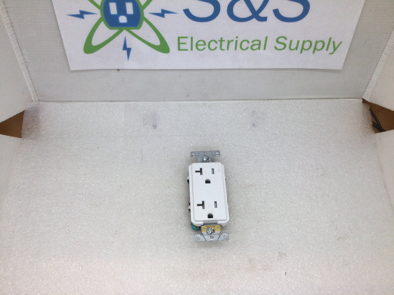 Leviton T5825-W 20A 125V Tamper Resistant Decora Style Duplex Receptacle