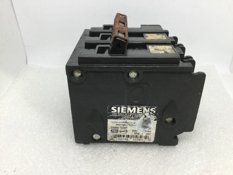Siemens Q330H 30 Amp 3 Pole 22kA Type QPH Circuit Breaker