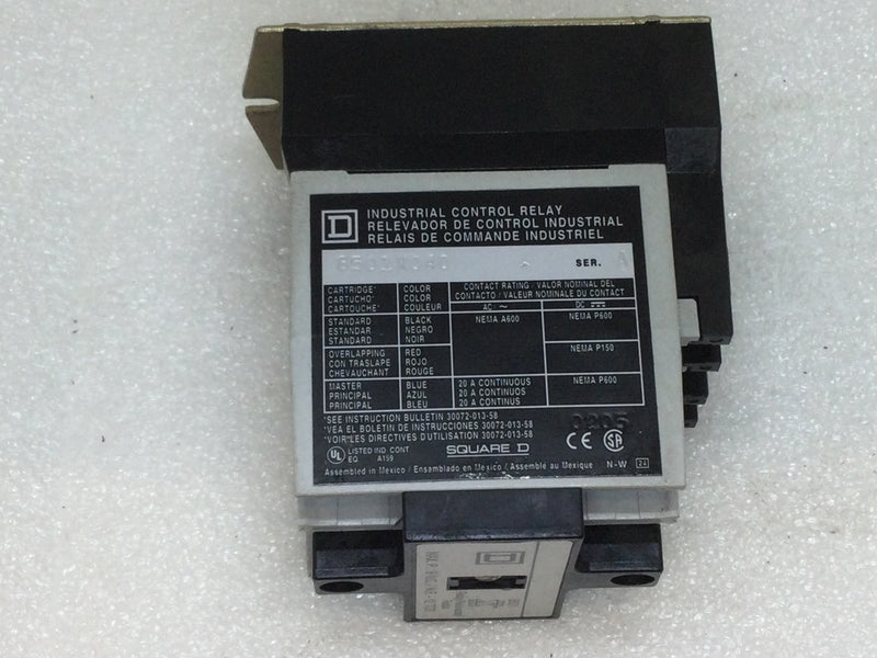 Square D 8501X040 20A 110-120VAC/600V 50/60Hz Max Series A Control Relay