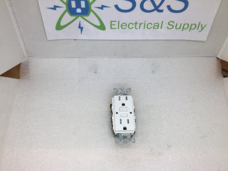 Hubbell AFR15TRW 15A 125V GFCI Protected Decora Style Duplex Receptacle