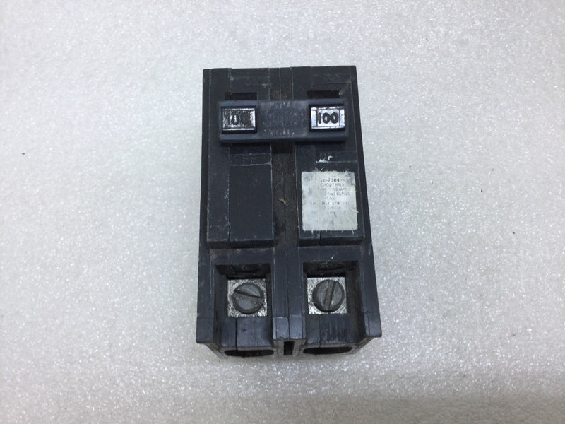 Square D HOM2100 100A 2 Pole 120/240V Plug-In Mount Circuit Breaker