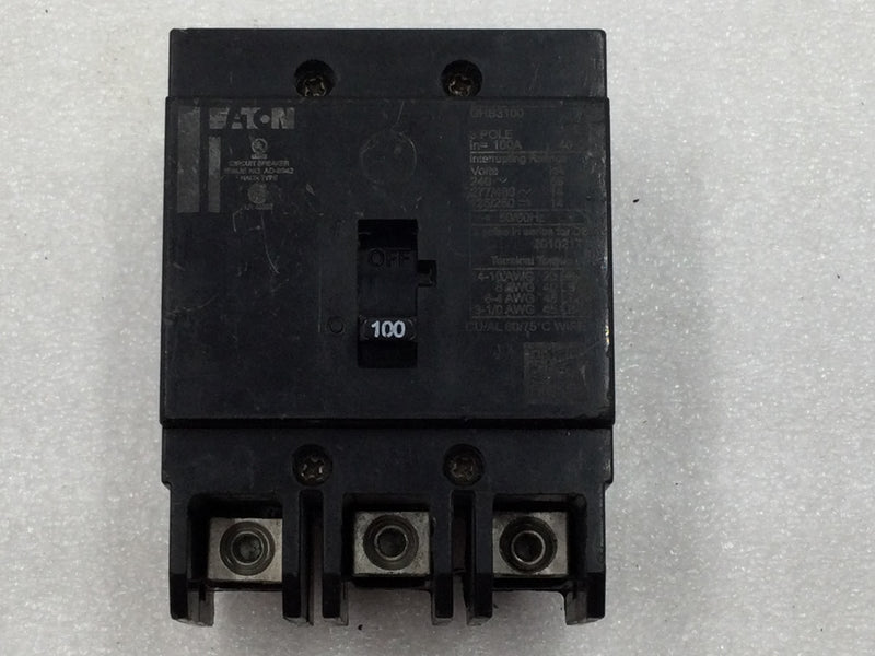 Eaton/Cutler Hammer GHB3100 100 Amp 3 Pole 480V Bolt On Circuit Breaker