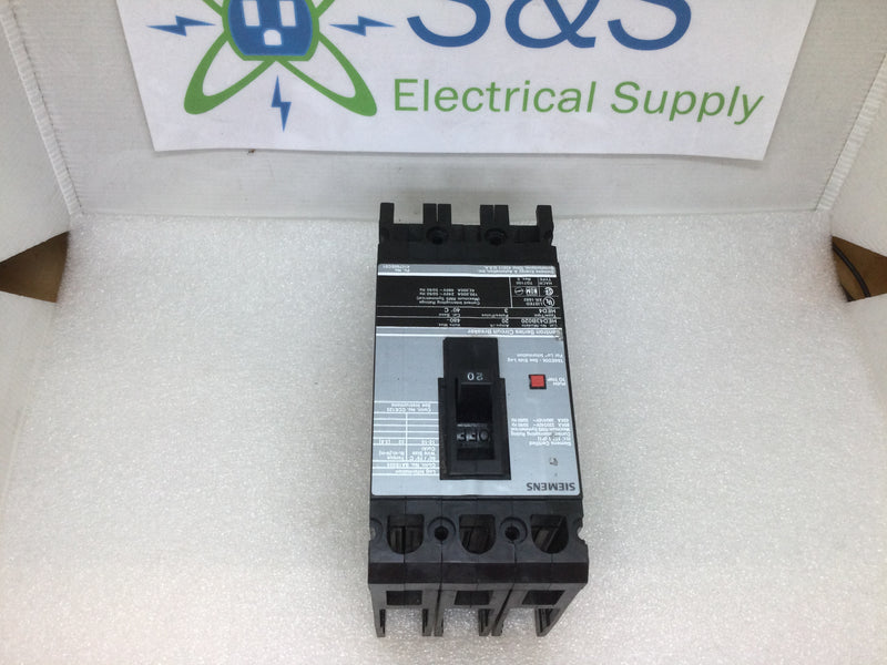ITE Siemens HED43B020 20 Amp 480 Volt 3 Pole Circuit Breaker