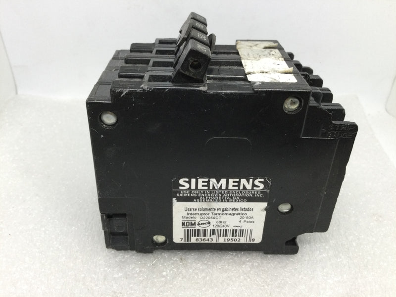 Siemens Q22050CT 20/50 Amp 120/240V Quad Circuit Breaker