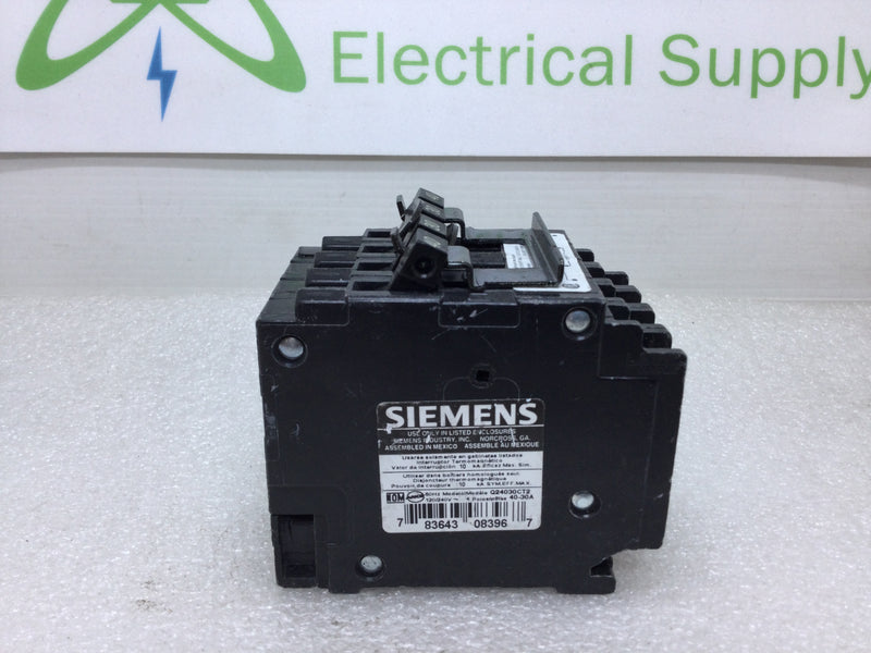 ITE Siemens Q24030CT2 Type QT 40/30 Amp Quad Plug In Tandem Circuit Breaker