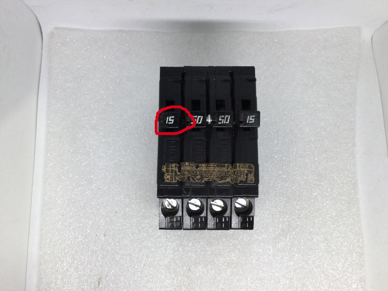 Challenger A21550CT 15 Amp 50 Amp 2-Pole 120/240V Quad Circuit Breaker