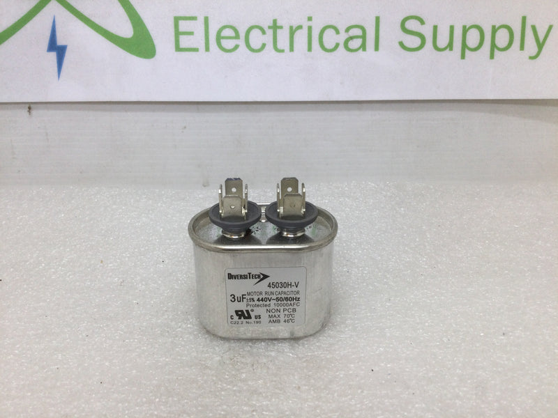 Diversitech 45030H-V 3uF +/- 5% 440v Oval Motor Run Capacitor