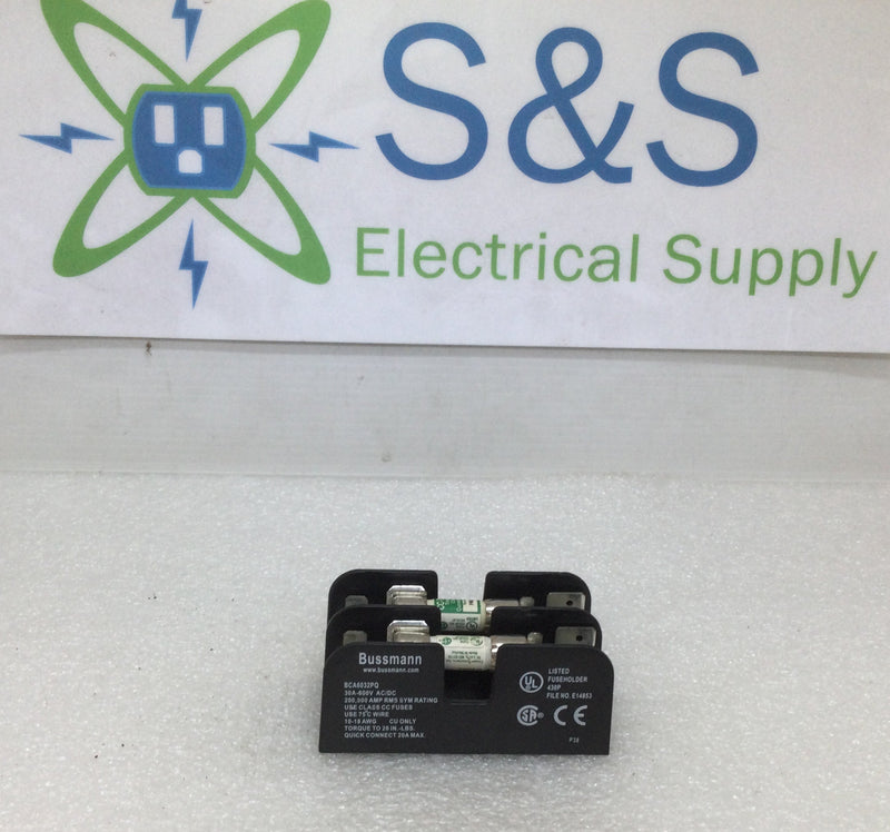 Bussmann BCA6032PQ 30 Amp 2 Pole 600V Fuse Block