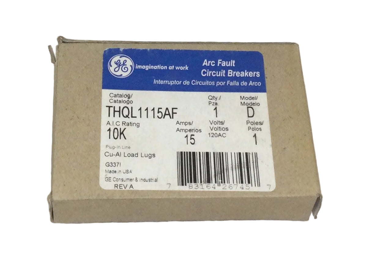GE THQL1115DF Single-Pole Dual Function Plug-in Afci/Gfci Circuit Breaker, 120 Vac, 15 Amp, 10 Kaic