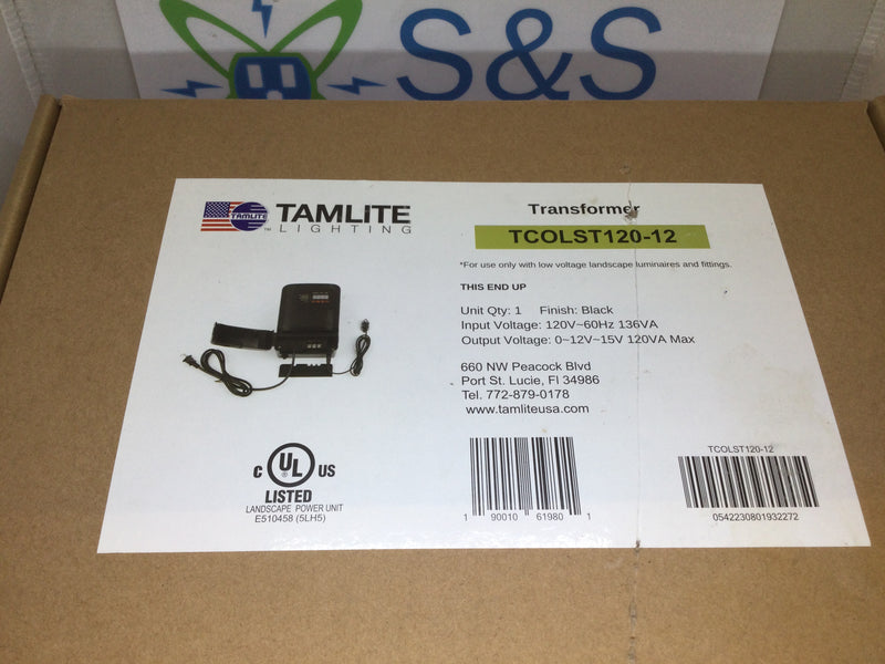 Tamlite Lighting TCOLST120-12 Low Voltage Landscape Lighting Transformer 120V 60Hz 136VA Input 0-12V-15V 120VA Max Output