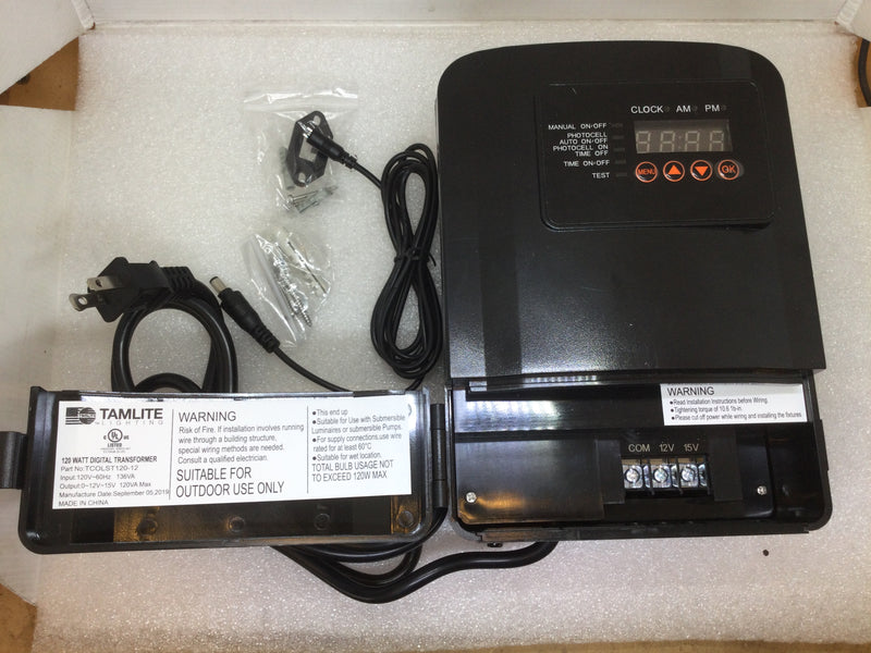 Tamlite Lighting TCOLST120-12 Low Voltage Landscape Lighting Transformer 120V 60Hz 136VA Input 0-12V-15V 120VA Max Output