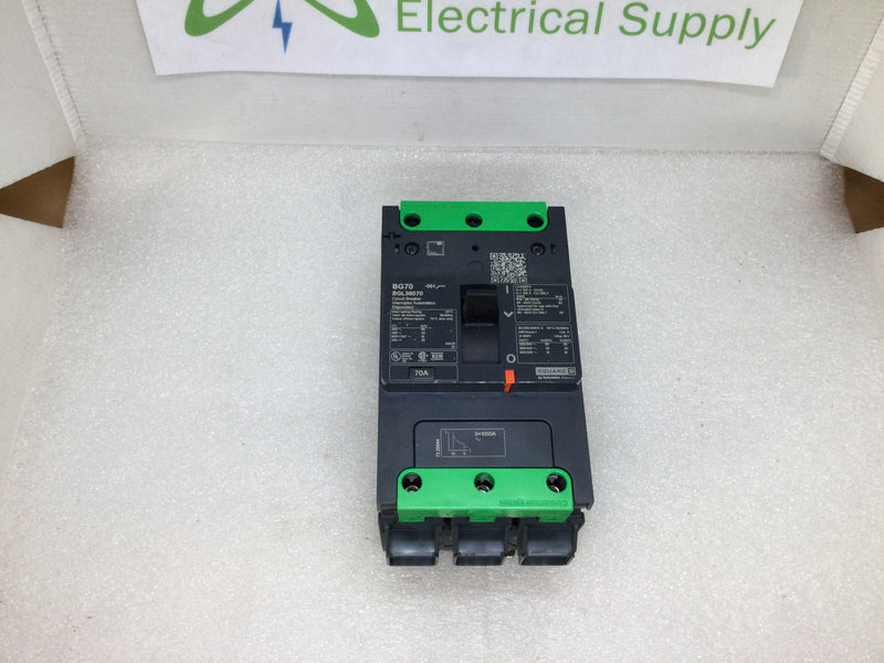 Square D BGL36070 PowerPact B 3 Pole 70A 480VAC 35kA Molded Case Circuit Breaker (New In Box)