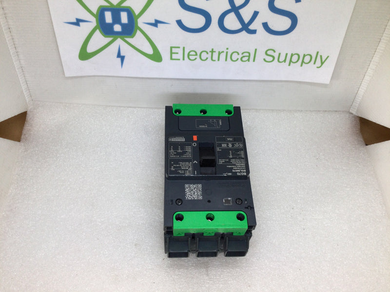 Square D BGL36070 PowerPact B 3 Pole 70A 480VAC 35kA Molded Case Circuit Breaker (New In Box)