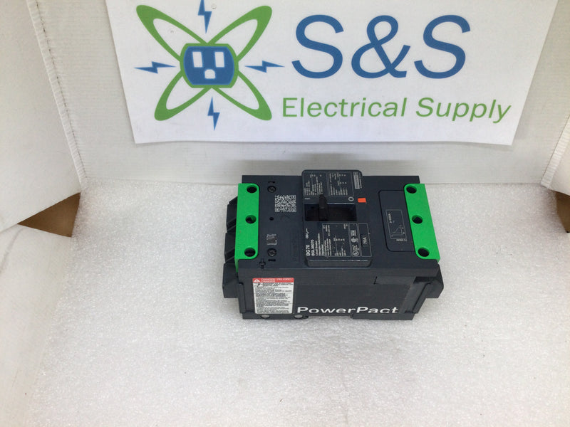 Square D BGL36070 PowerPact B 3 Pole 70A 480VAC 35kA Molded Case Circuit Breaker (New In Box)
