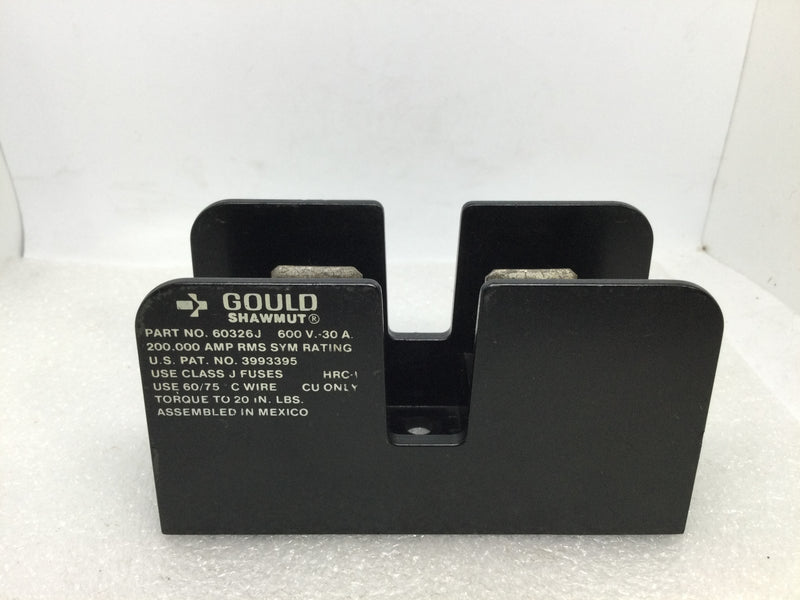 Gould Shawmut 60326J Fuse Block Holder 30 Amp 600V 1 Pole Class J
