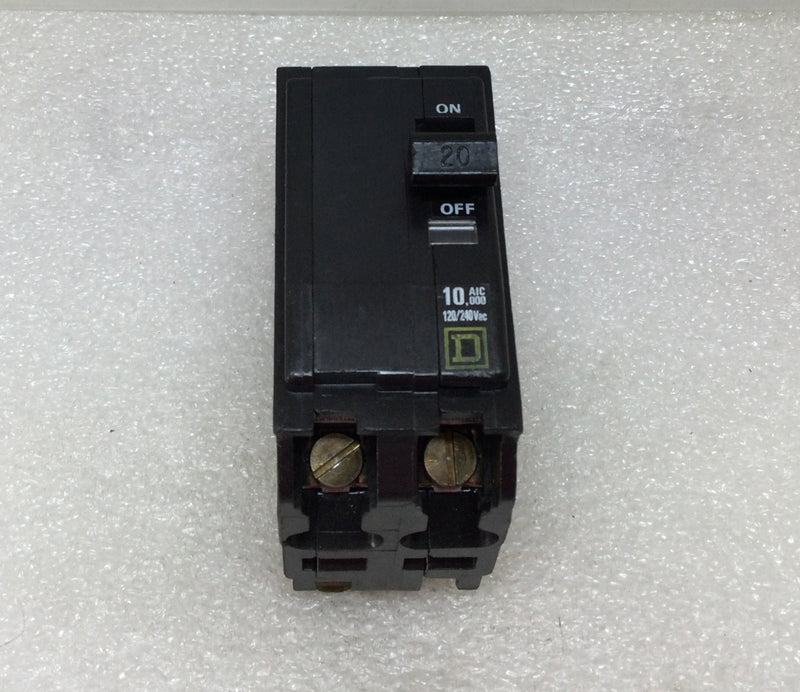 Lot Of 5 Square D QOB220 Breakers - 20 Amp, 2-Pole, 240V, Bolt-On, Tested