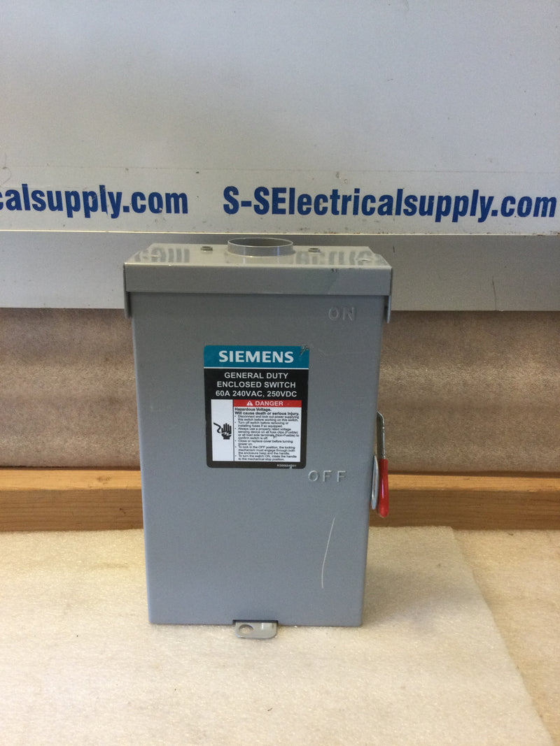 Siemens GF222NRA Single Phase 60A 240VAC Fusible General Duty Safety Switch