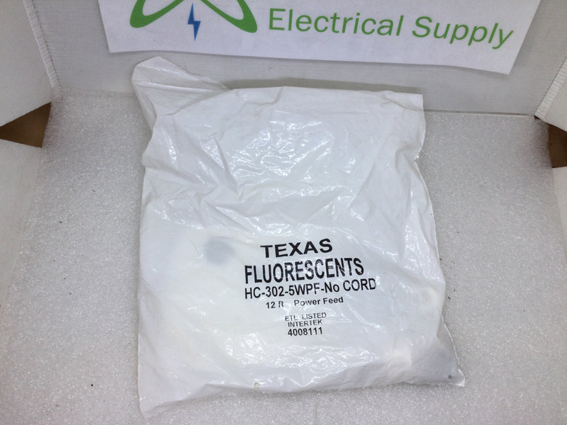 Texas Fluorescents HC-302-5WPF No Cord / HC-302-PF-5W Power Feed-18/5 12Ft Fixture Hanger White Cover