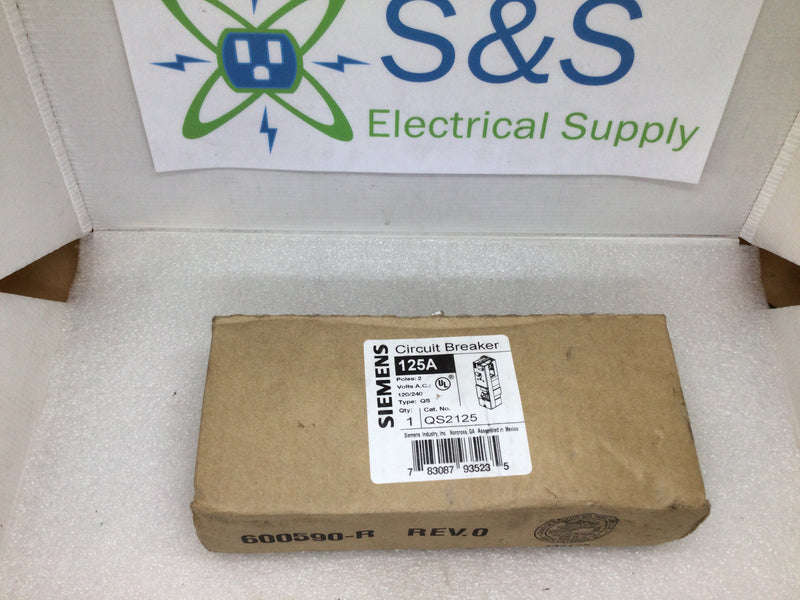 Siemens QS2125 2 Pole 125A 120/240VAC Type QS Circuit Breaker (Aged Stock/New In Box)