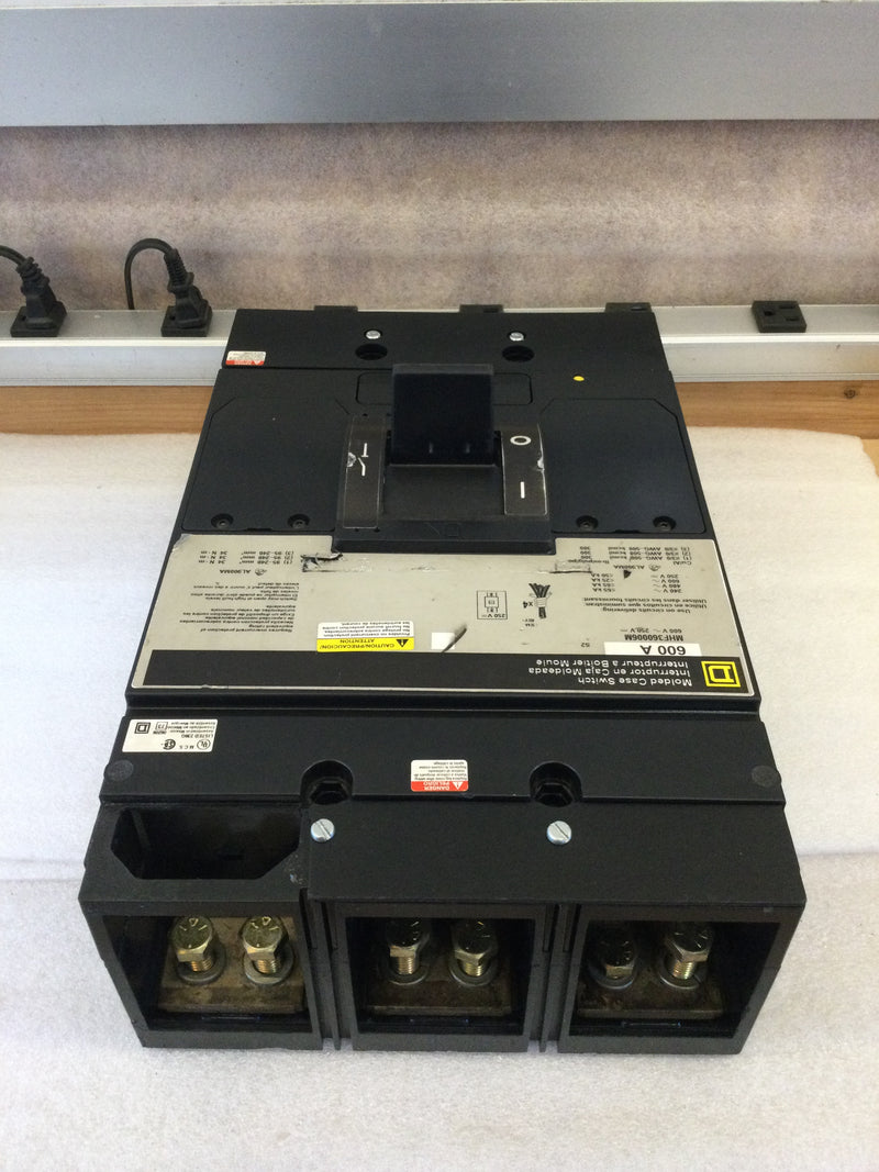 Square D MHF36006M 3 Pole 600A 600VAC Molded Case Circuit Interrupter Type MHF Circuit Breaker