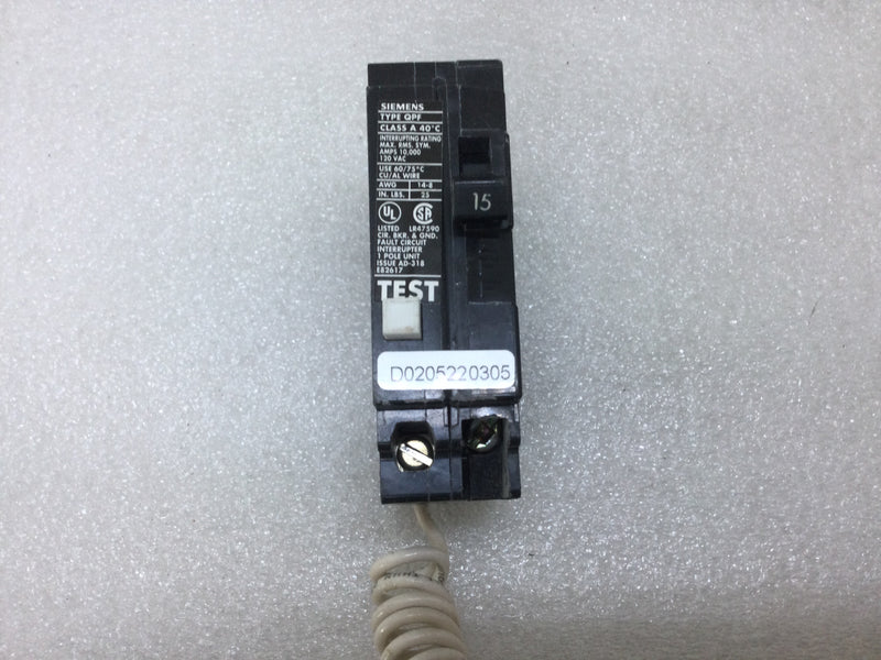 ITE Gould/Siemens QF115 1 Pole 15amp 120v Type QPF Ground Fault Circuit Breaker