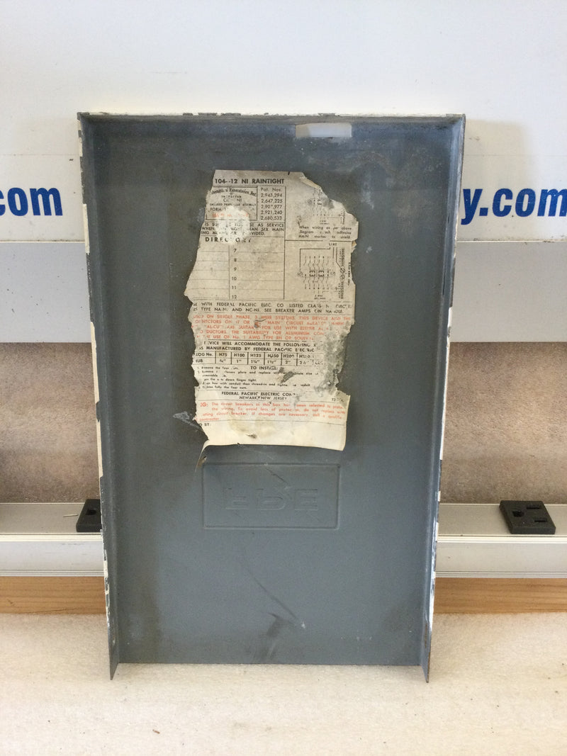 FPE Federal Pacific 104-12 NI 100 Amp 120/240v 1 Phase 3 Wire Enclosed
