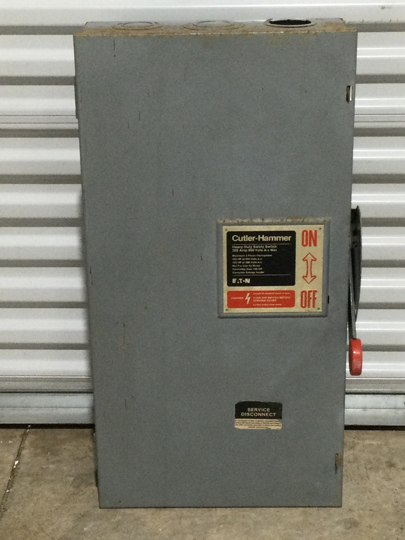 Cutler Hammer DH364NGK 200 Amp 277/480V 4 Wire Nema1 Fusible Indoor Safety Switch 31" x 16"