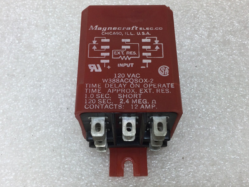 Magnecraft W388ACQSOX-2 Relay DPDP 120VAC Time Delay