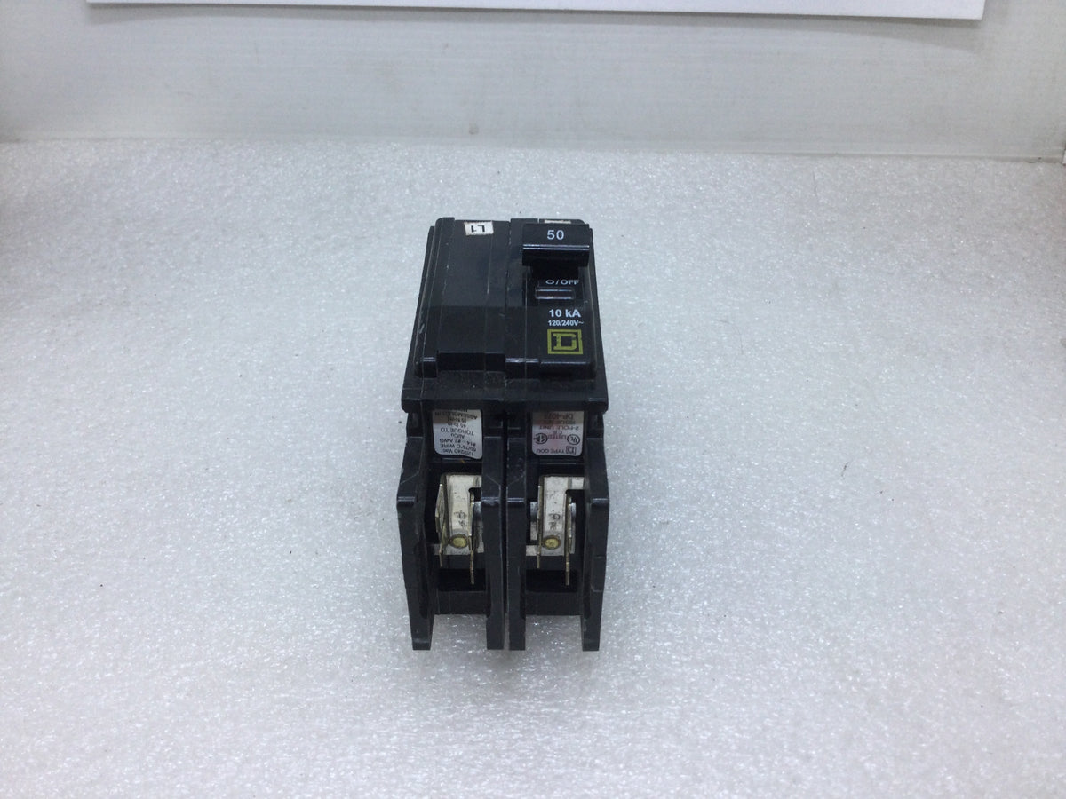 Square D QOU250 50 Amp 2 Pole 240V Circuit Breaker w/Din Rail