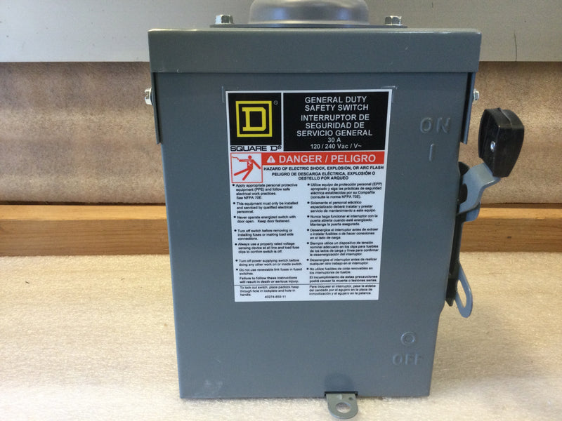 Square D D221NRB 30 Amp 120/240V Max. General Duty Safety Switch Rainproof Type 3R Enclosure Series E03