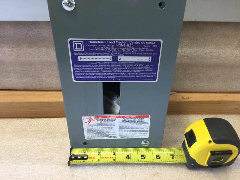 Square D HomeLine HOM2-4L70F 70 Amp 120/240V Indoor Load Center 2-Spaces 4-Circuits Series 002