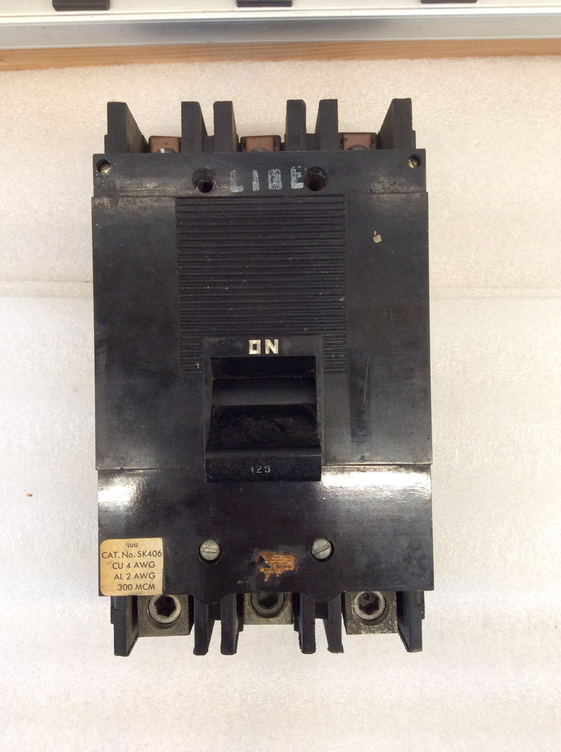 Square D 997317 3 Pole 125 Amp 600VAC 10kAIC Type 997 Old Style Circuit Breaker