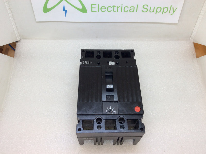 General Electric TEC36030 3 Pole 30A 600VAC Type TEC Circuit Breaker Adjustable Instantaneous Trip-Set