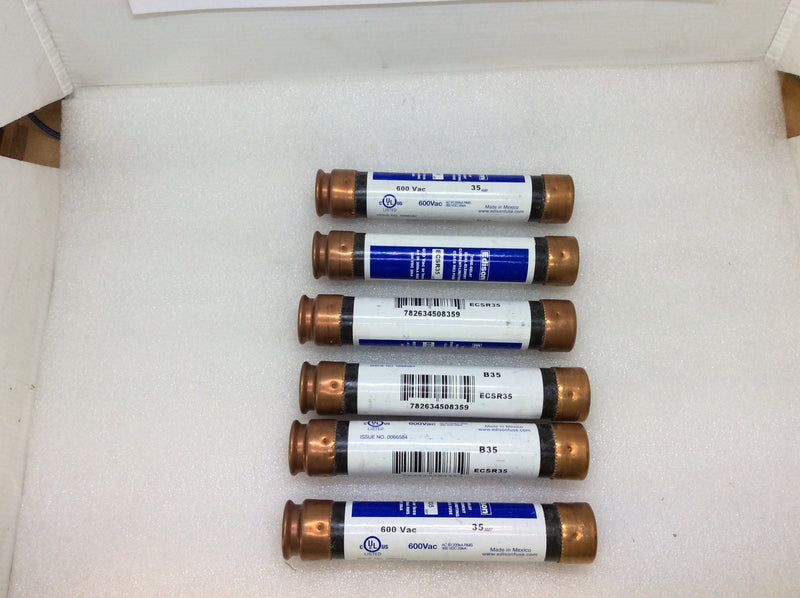 Edison Fuse ECSR35 35A 600VAC Dual-Element Current Limiting Class RK-5 Fuse (Sold As 6 Pack)