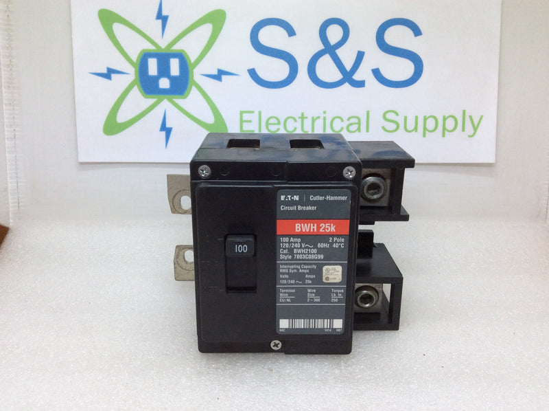 Cutler Hammer BWH2100 100 Amp 2 Pole 25k AIC Main Breaker
