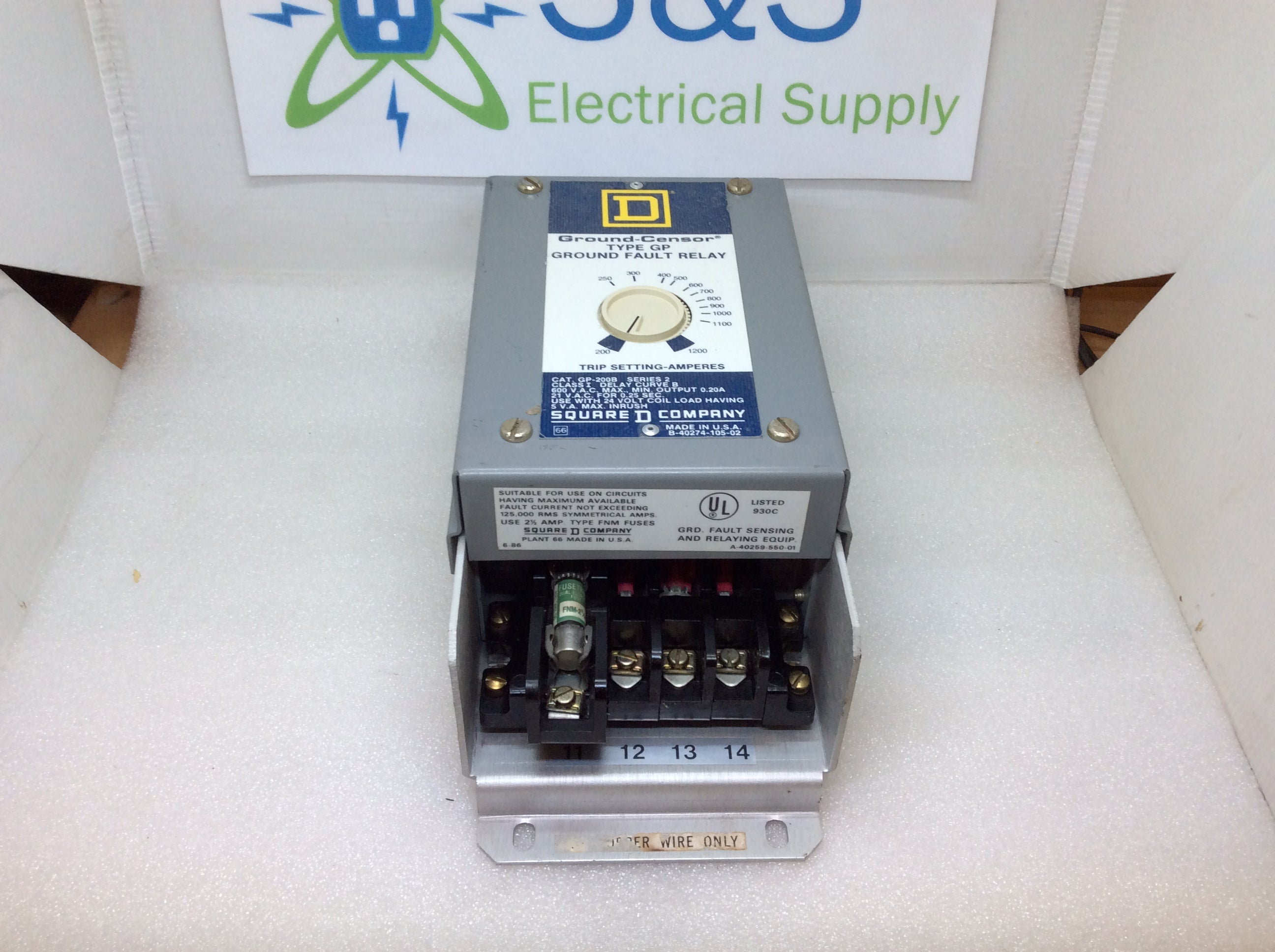 Square D GP-200B Series 2 Ground-Censor Type GP Ground Fault Relay 600