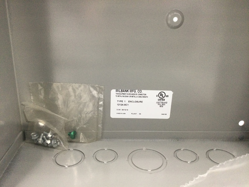 Milbank 12124-SC1 Nema 1 Junction Box 12" x 12" x 4"