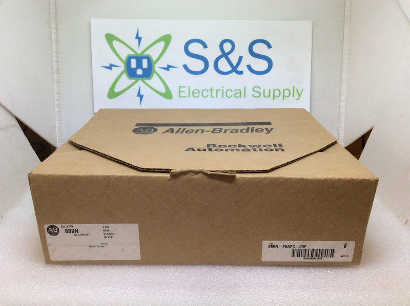 Allen-Bradley 889N-F5AFC-20F 5 Pin Mini Straight 20 Feet QD Cordset (New In Box)