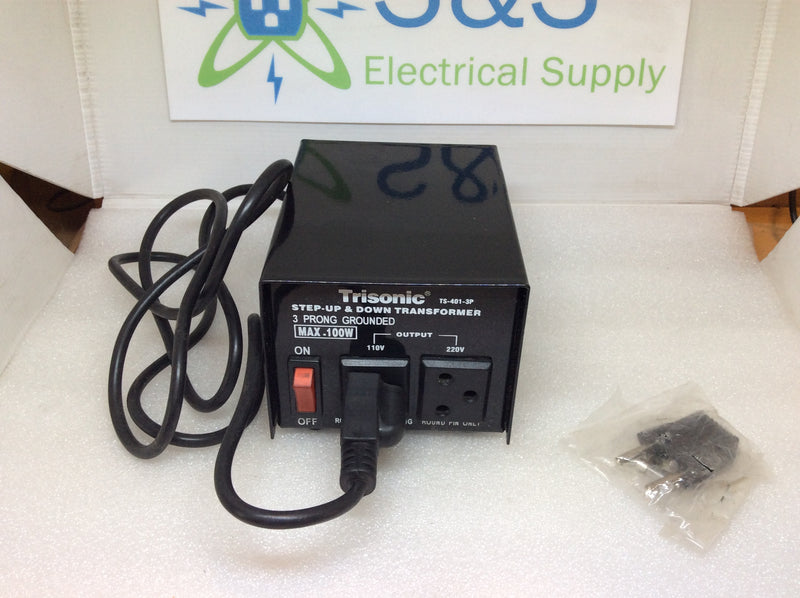 Trisonic TS-401-3P 100W Step-Up & Down Transformer Pre-Set Input Selector 110/200/220/240V Output 110V-220V