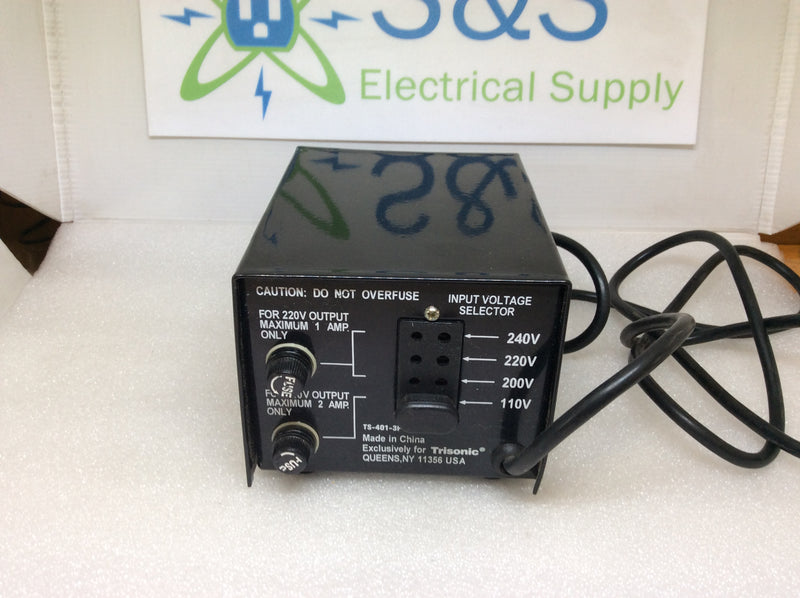 Trisonic TS-401-3P 100W Step-Up & Down Transformer Pre-Set Input Selector 110/200/220/240V Output 110V-220V