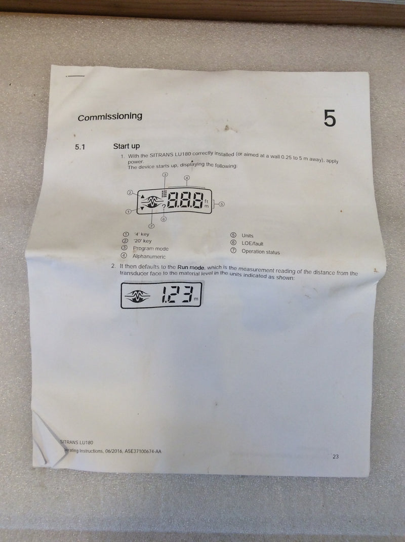 Siemens 7ML52020EC0 Short Range Ultrasonic Level Probe 2 Wire 4-20mA Loop (New In Box)