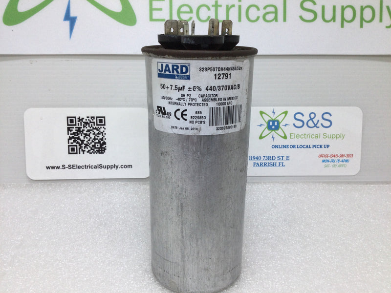 Jard 12791; 50+7.5uf+6%, 440/370vac, 50/60hz Capacitor