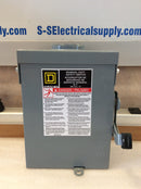 Square D DU222RB 60A 240VAC Single Phase Non Fused Disconnect Rainproof Type 3R Enclosure Series E02