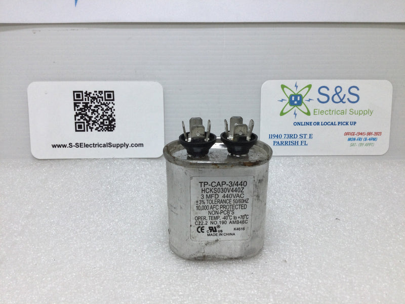 Capacitor Tp-Cap-3/440 Hcks030v440z 3mfd+/-3% 440vac 50/60hz K4616
